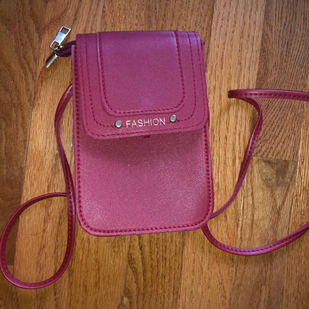 Red faux leather crossbody bag